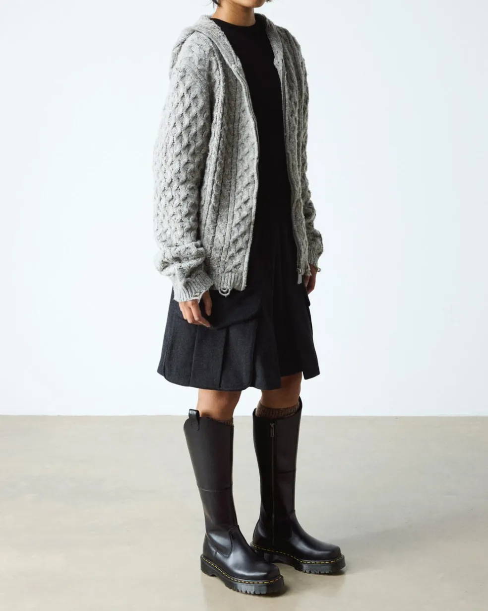 Amaayah Knee High Leather Boots in Black