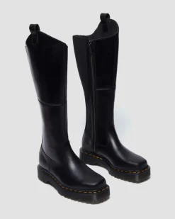 Amaayah Knee High Leather Boots in Black