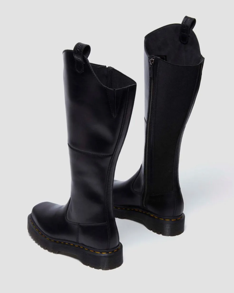 Amaayah Knee High Leather Boots in Black