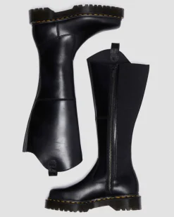 Amaayah Knee High Leather Boots in Black