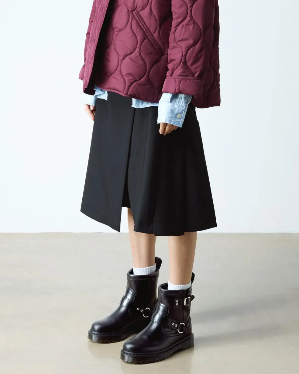 Anistone Harness Orleans Leather Biker Boots in Black