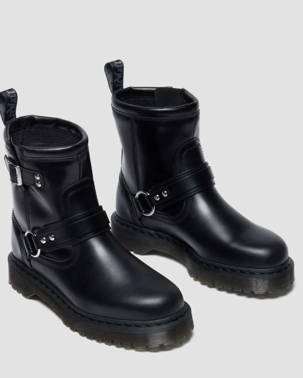 Anistone Harness Orleans Leather Biker Boots in Black