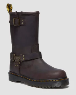 Anistone Hi Leather Biker Boots in Dark Brown