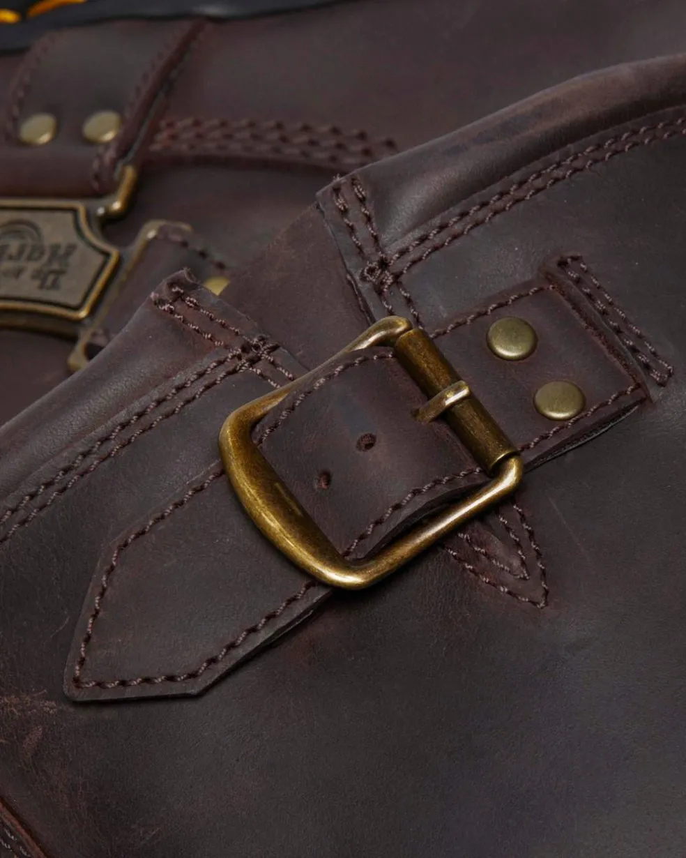 Anistone Hi Leather Biker Boots in Dark Brown