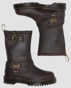 Anistone Hi Leather Biker Boots in Dark Brown