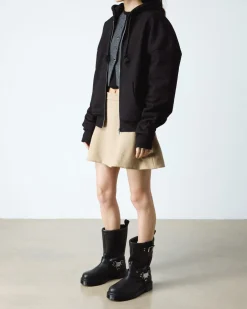 Anistone Hi Leather Biker Boots in Black