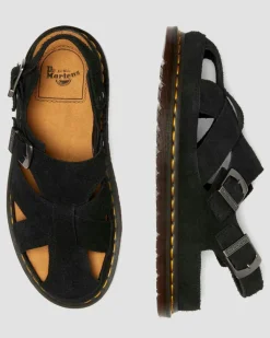 Archive fisherman suede sandals in Black