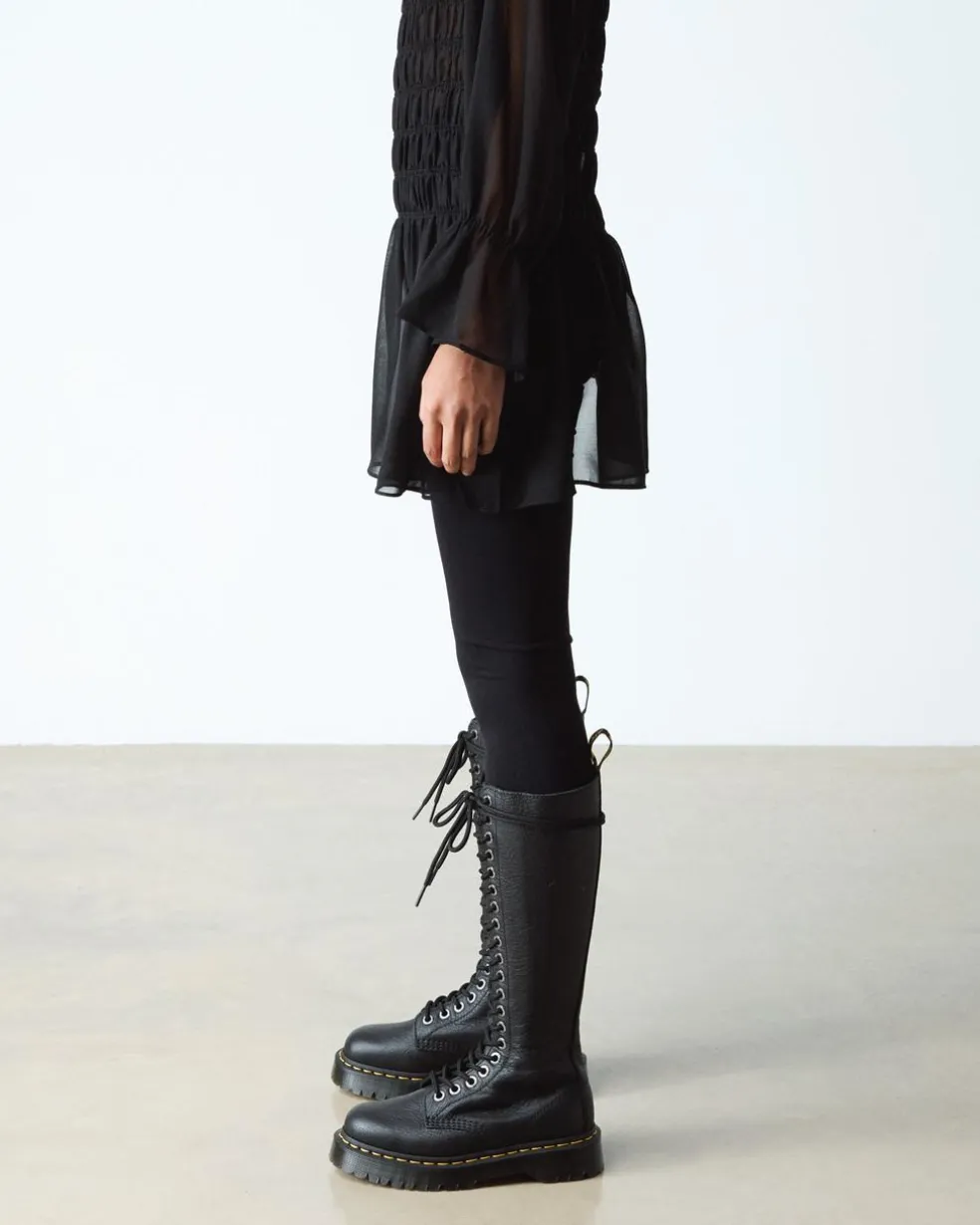 1B60 Bex Pisa Leather Knee High Boots in Black