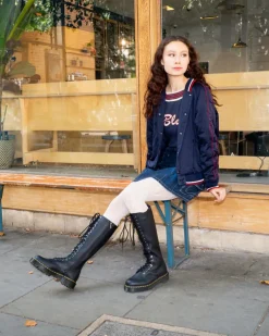 1B60 Bex Pisa Leather Knee High Boots in Black