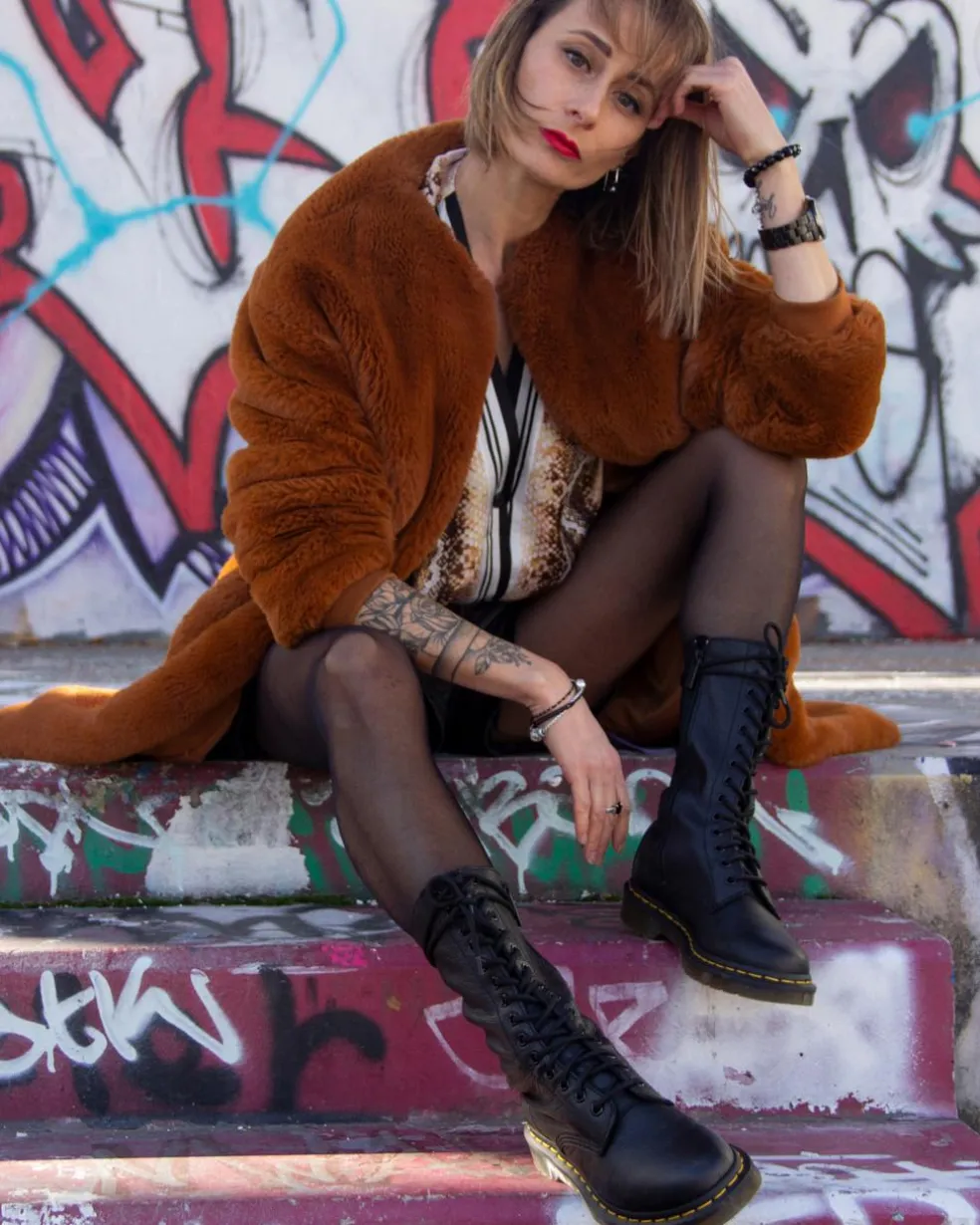 1B99 Virginia Leather Mid Calf Boots in Black