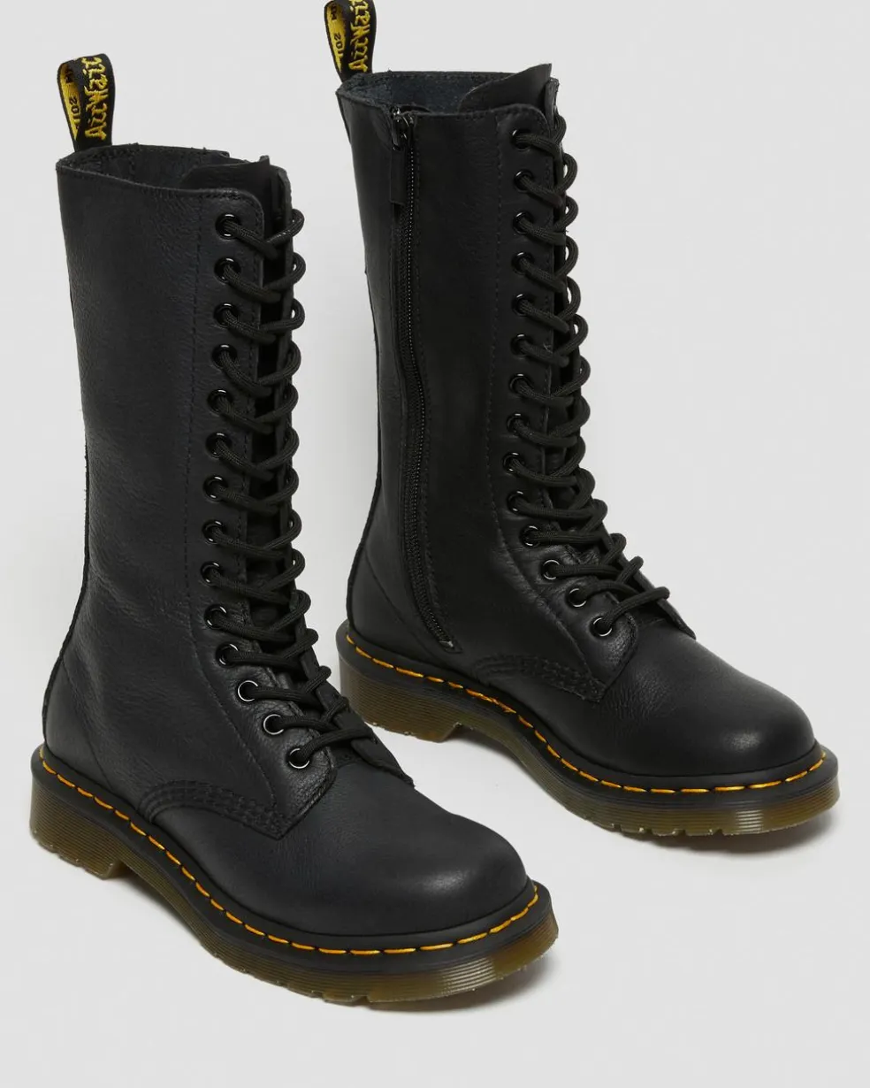 1B99 Virginia Leather Mid Calf Boots in Black