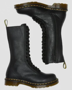 1B99 Virginia Leather Mid Calf Boots in Black