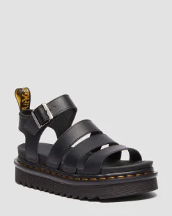 Blaire Athena leather strap sandals in Black