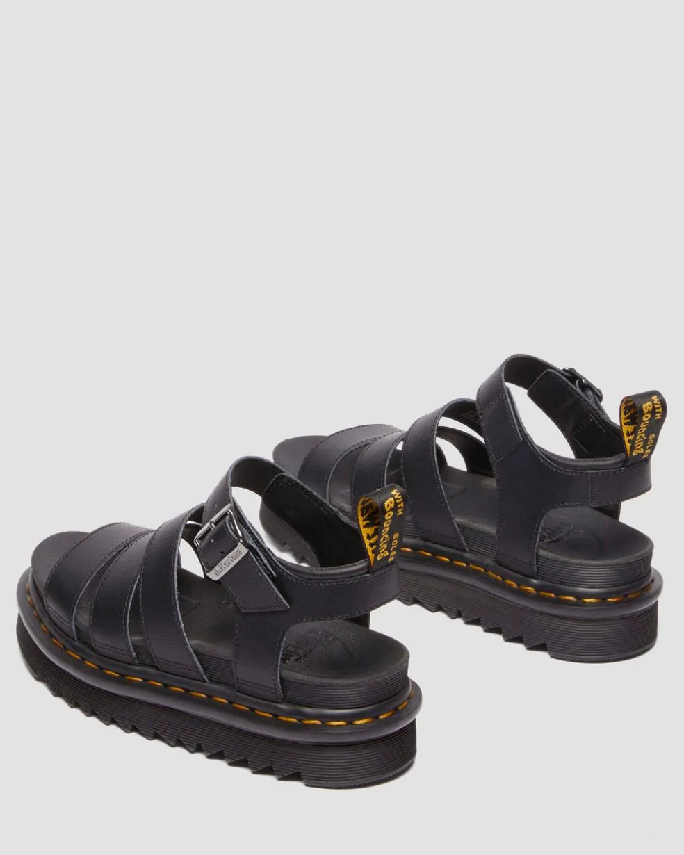 Blaire Athena leather strap sandals in Black