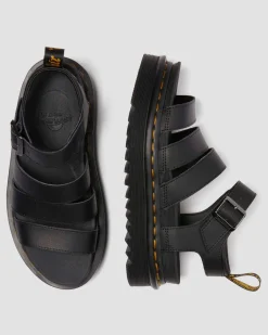 Blaire Athena leather strap sandals in Black