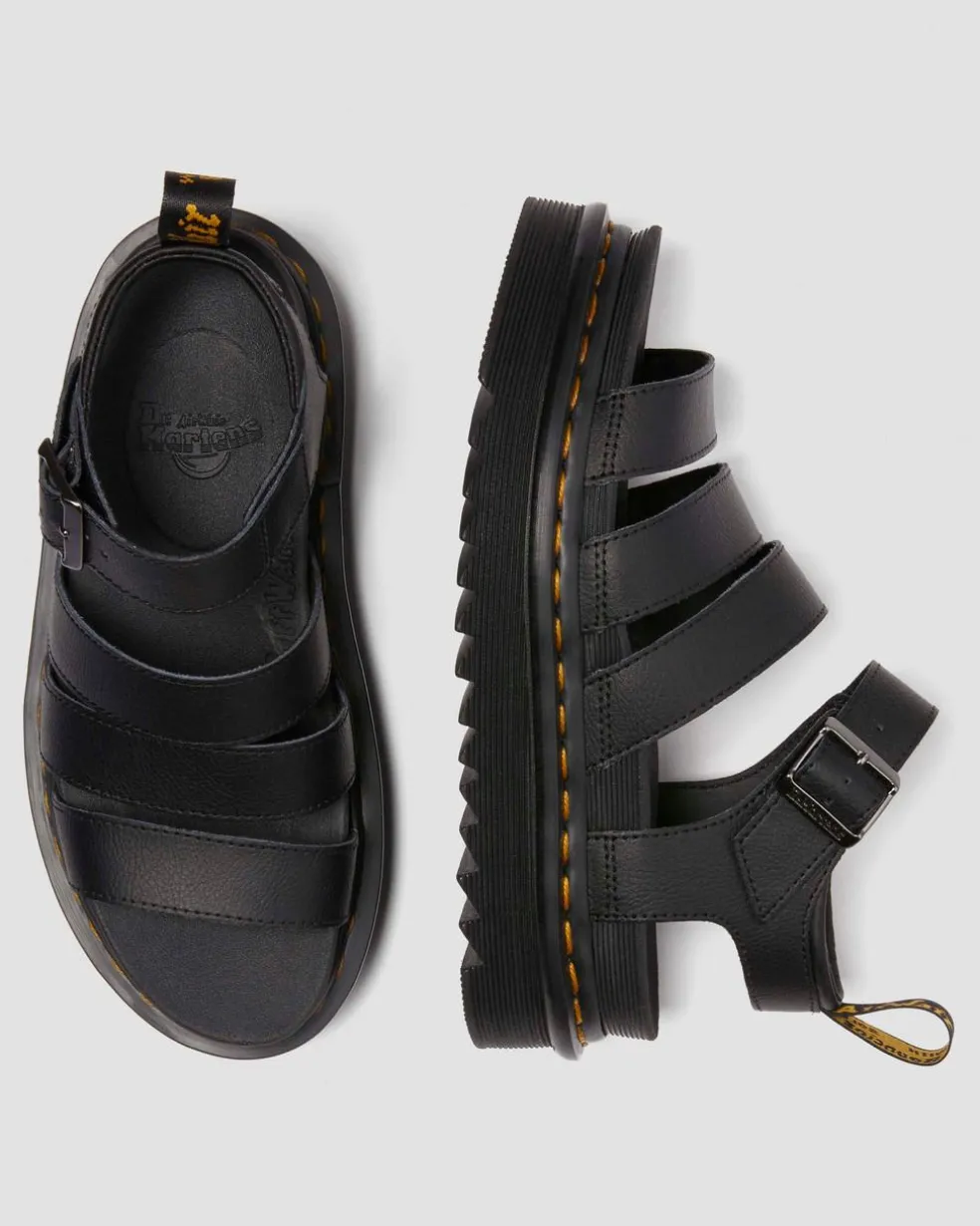 Blaire Athena leather strap sandals in Black