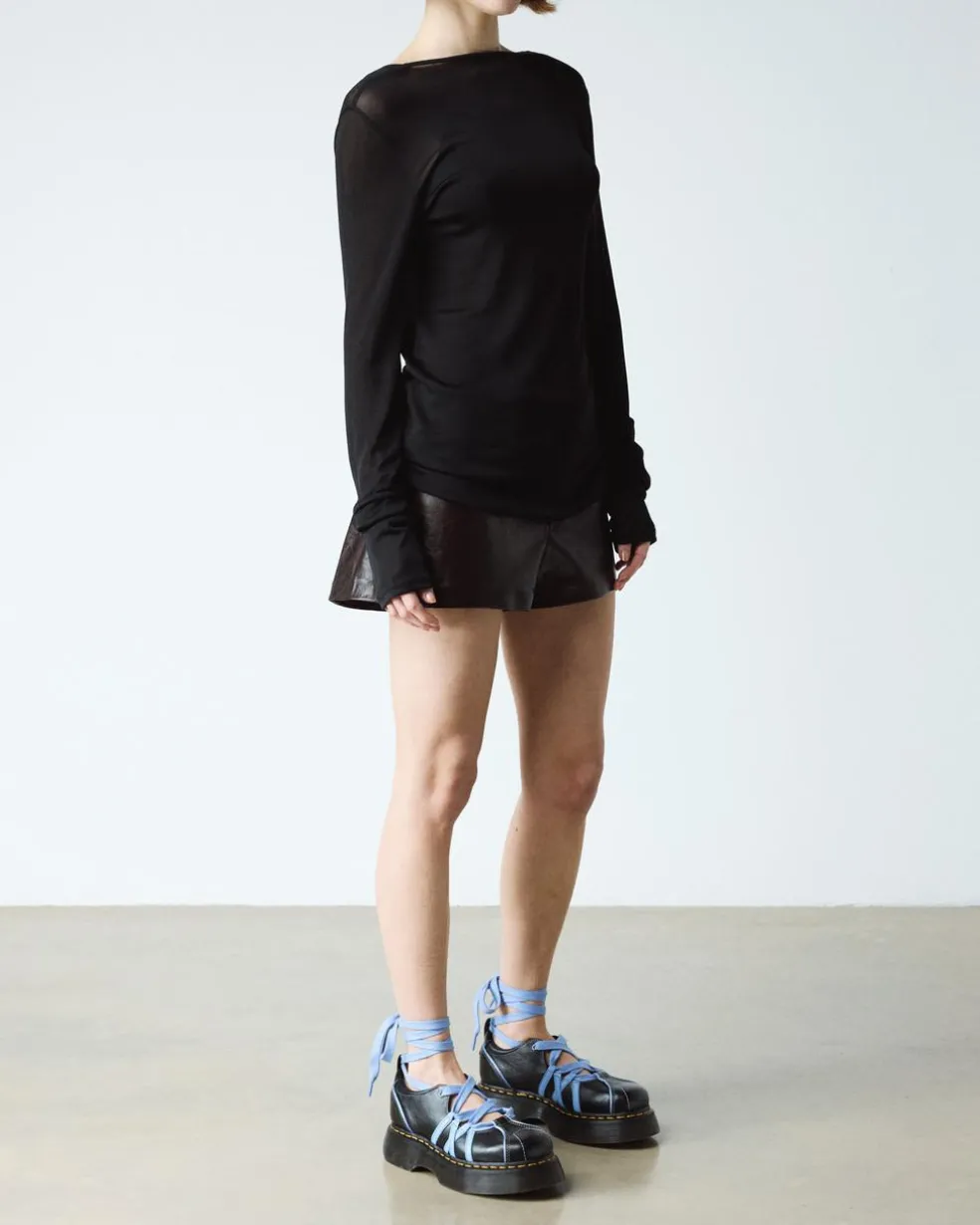 Buzz Ballerina Gloss Leather Shoes in Black