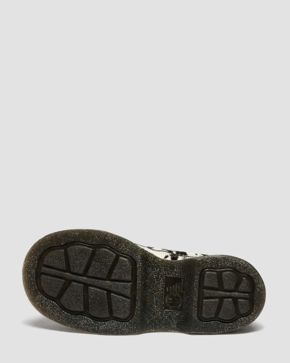 Buzz 5-Eye Dalmatian Hair On Leather Shoes in Cream & Black