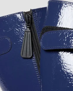Buzz Hi Distressed Patent Boots in Midnight Blue