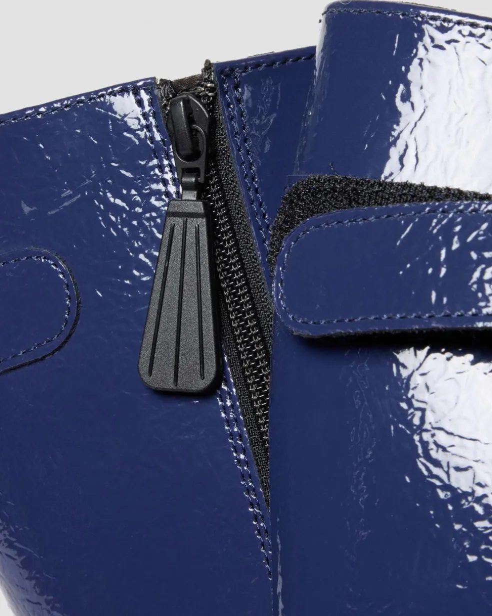 Buzz Hi Distressed Patent Boots in Midnight Blue
