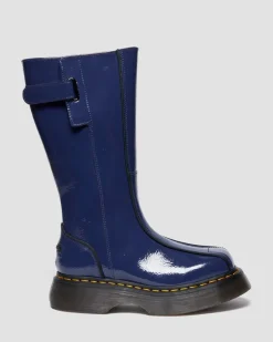 Buzz Hi Distressed Patent Boots in Midnight Blue