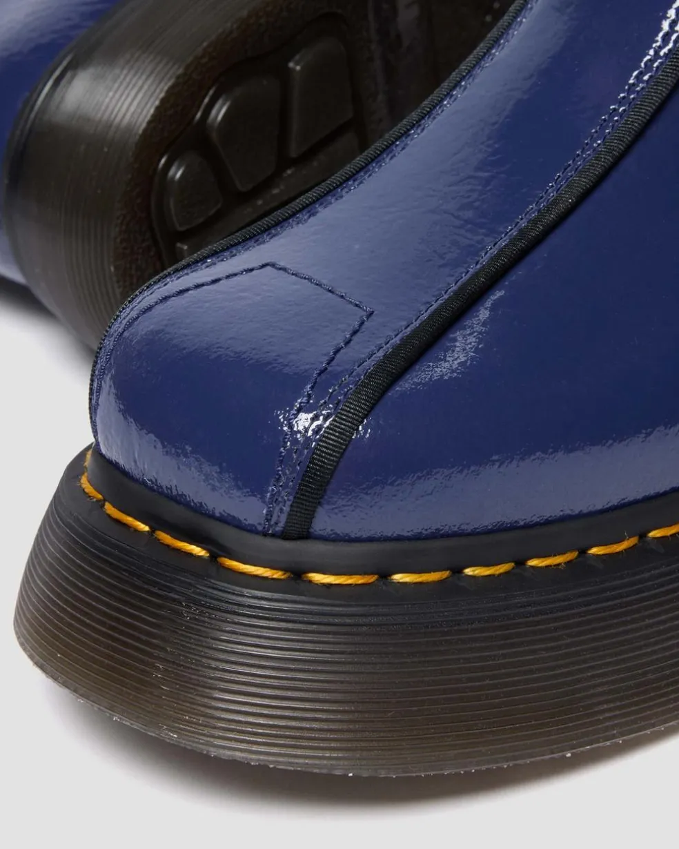 Buzz Hi Distressed Patent Boots in Midnight Blue
