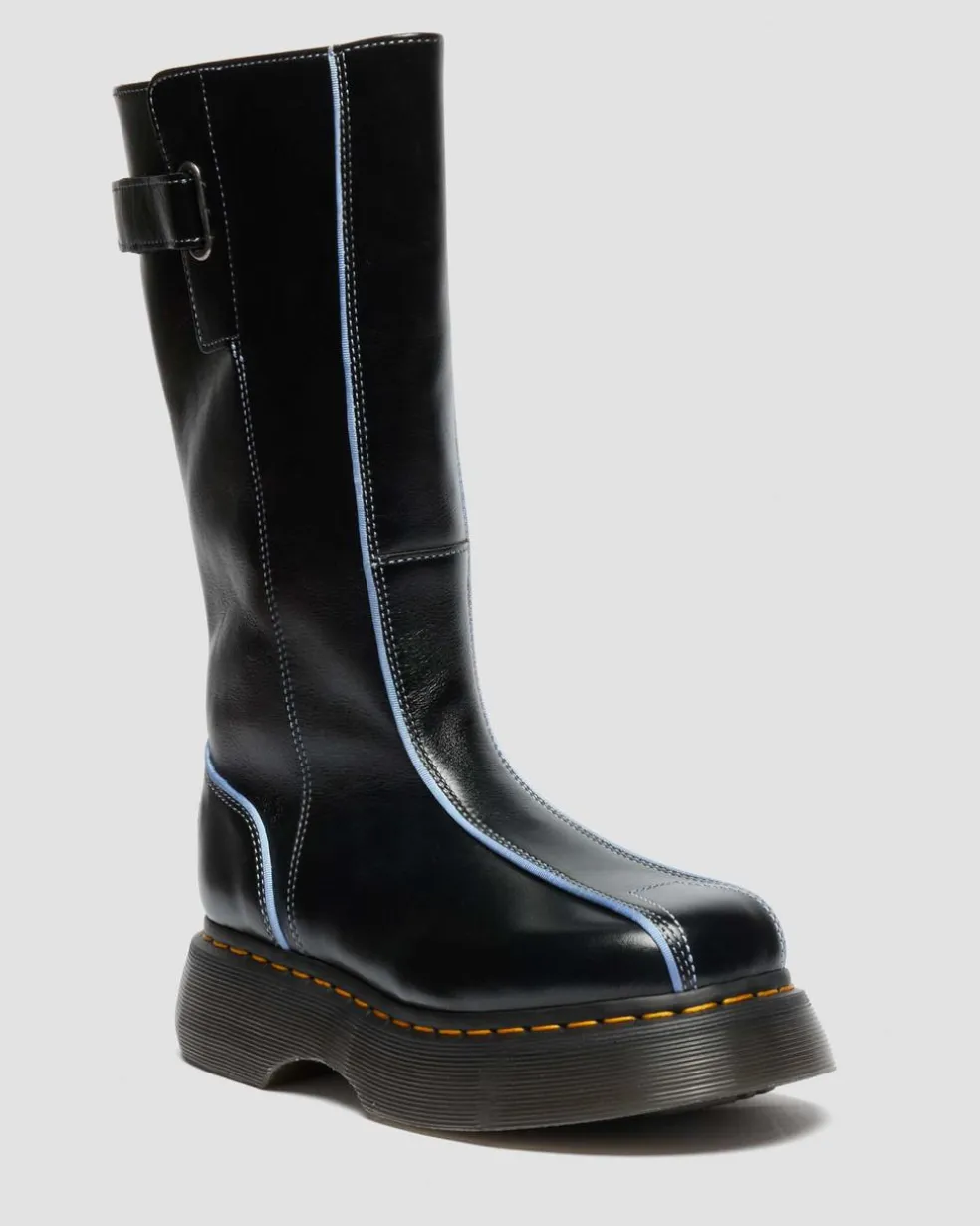 Buzz Hi Gloss Leather Boots in Black
