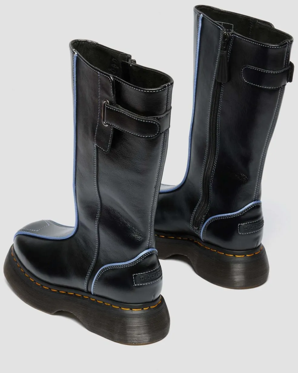 Buzz Hi Gloss Leather Boots in Black