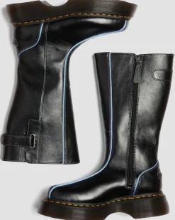 Buzz Hi Gloss Leather Boots in Black