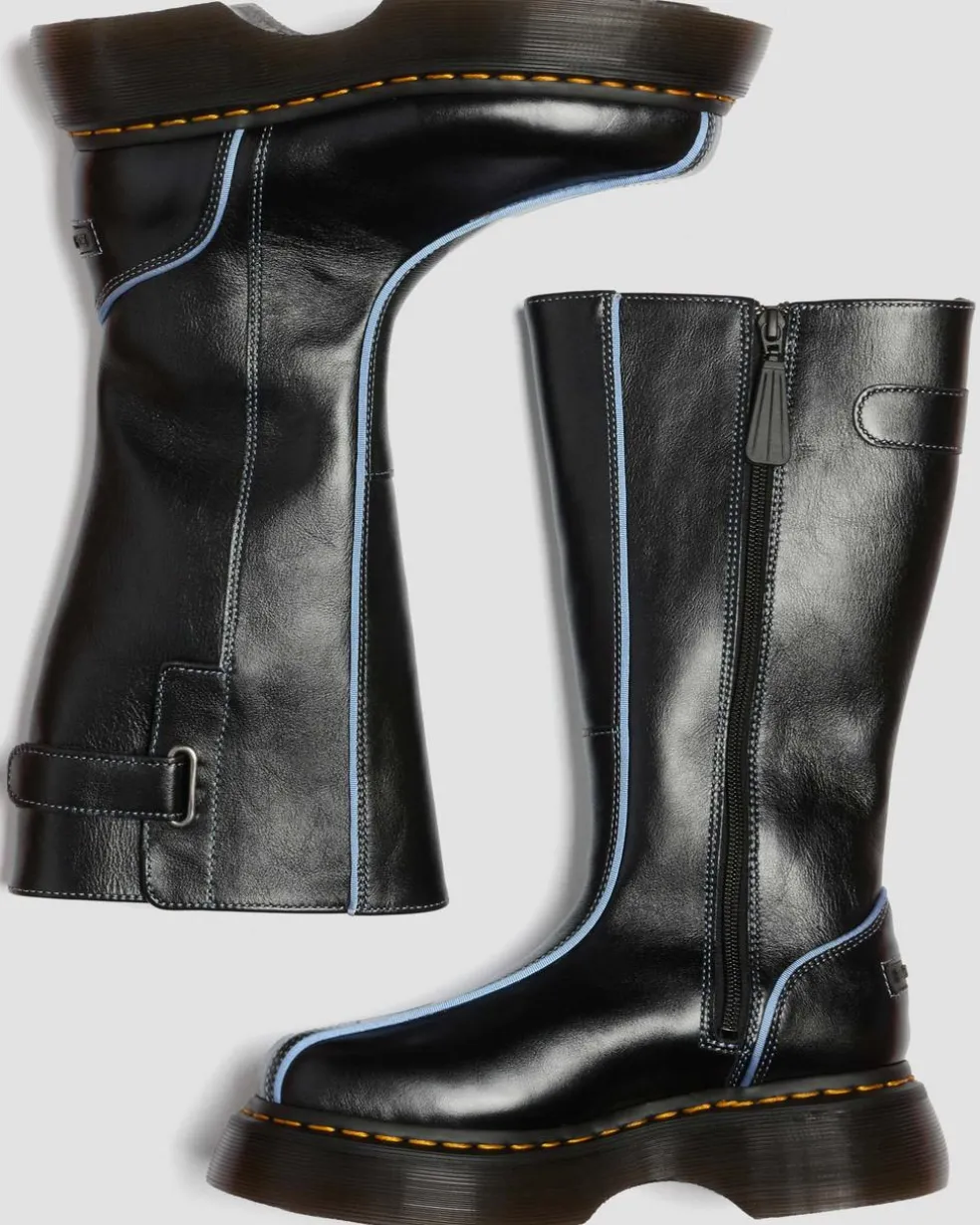 Buzz Hi Gloss Leather Boots in Black