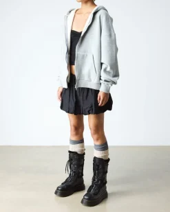 Buzz Lace Up Faux Fur Lined Grizzly Leather Boots in Black