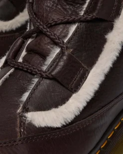 Buzz Lace Up Faux Fur Lined Grizzly Leather Boots in Dark Brown