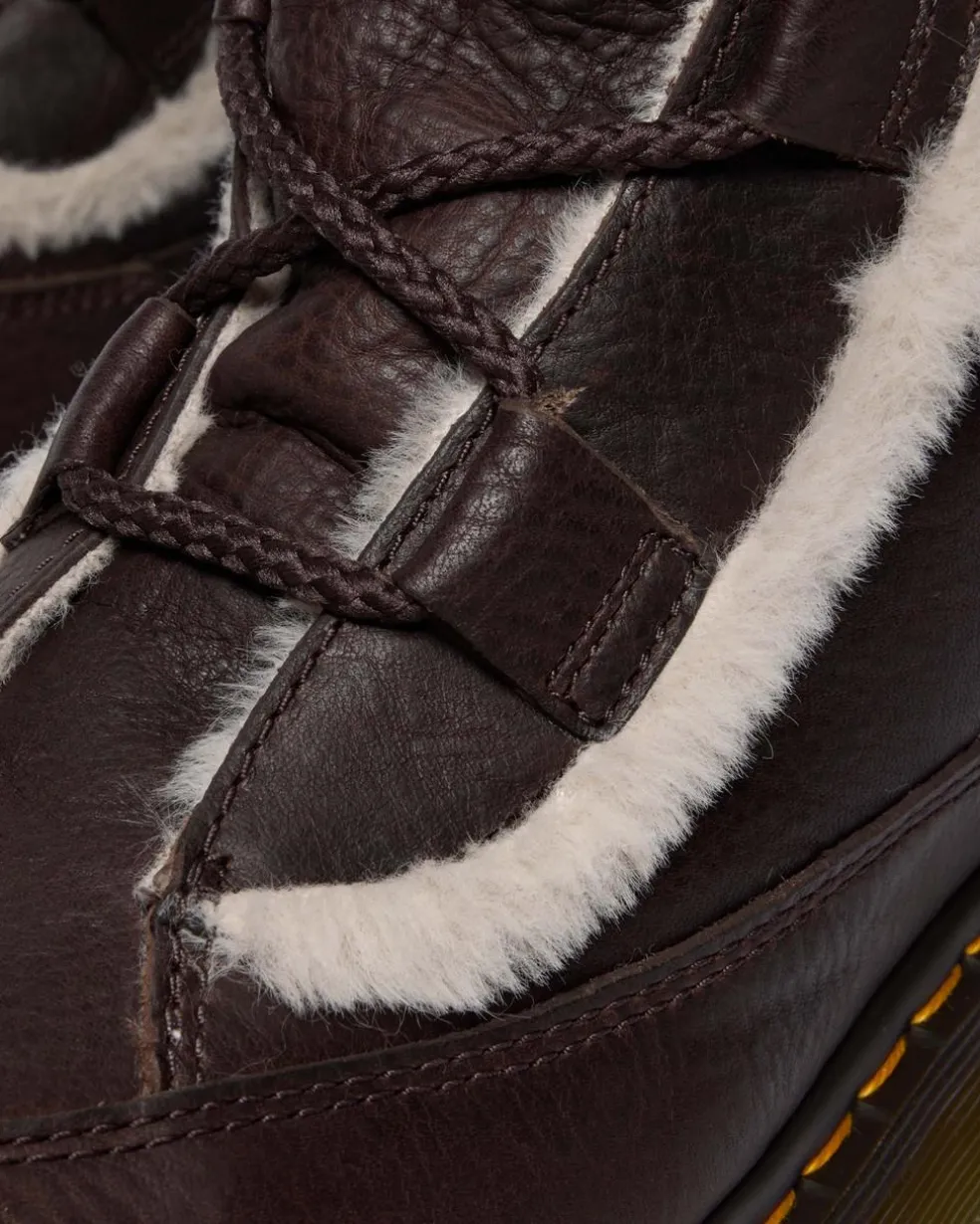 Buzz Lace Up Faux Fur Lined Grizzly Leather Boots in Dark Brown