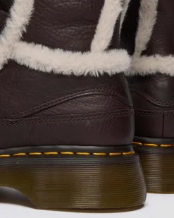 Buzz Lace Up Faux Fur Lined Grizzly Leather Boots in Dark Brown