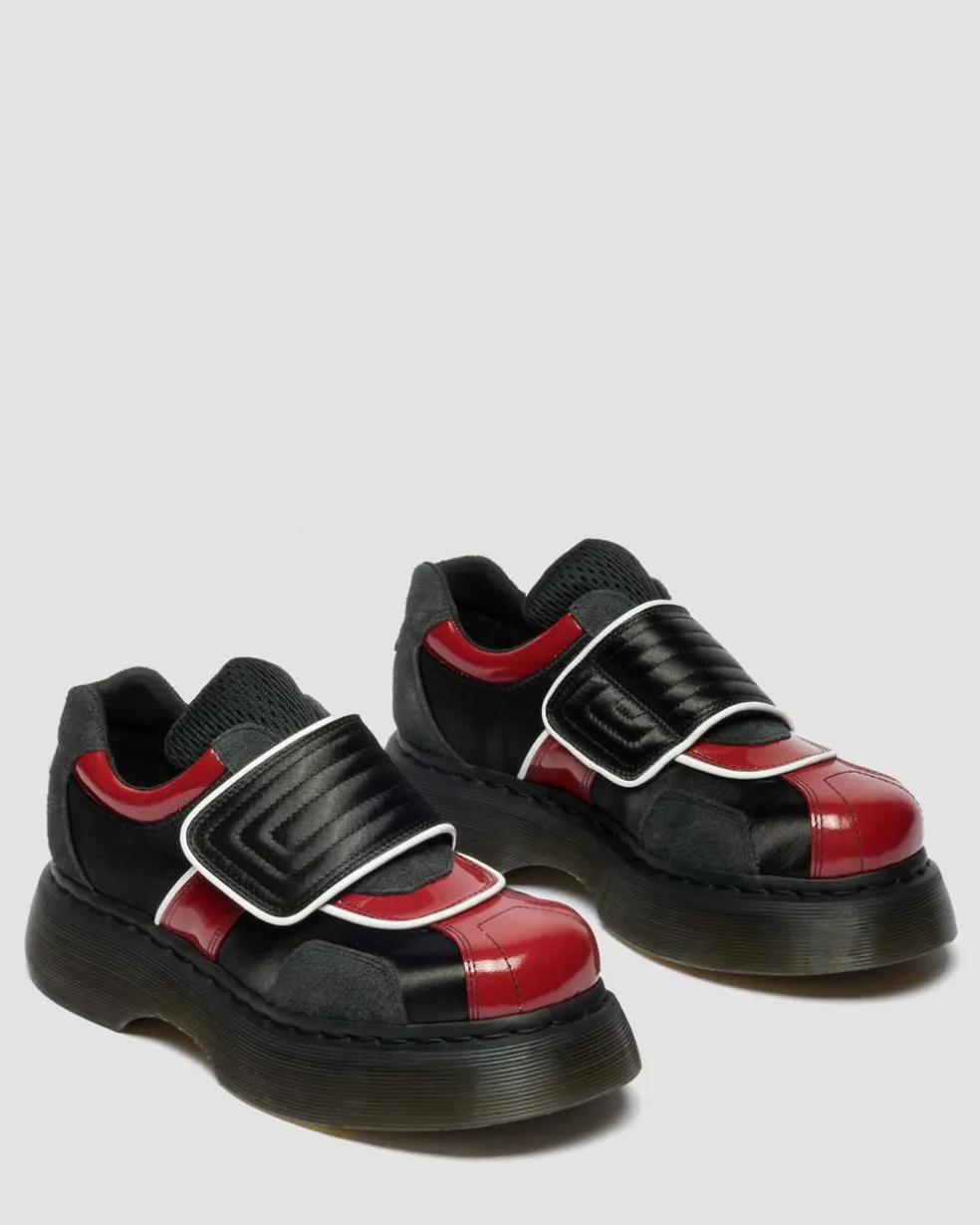 Buzz Strap Mixed Material Shoes in Black