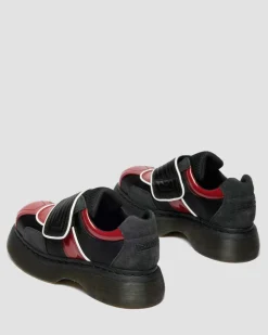 Buzz Strap Mixed Material Shoes in Black