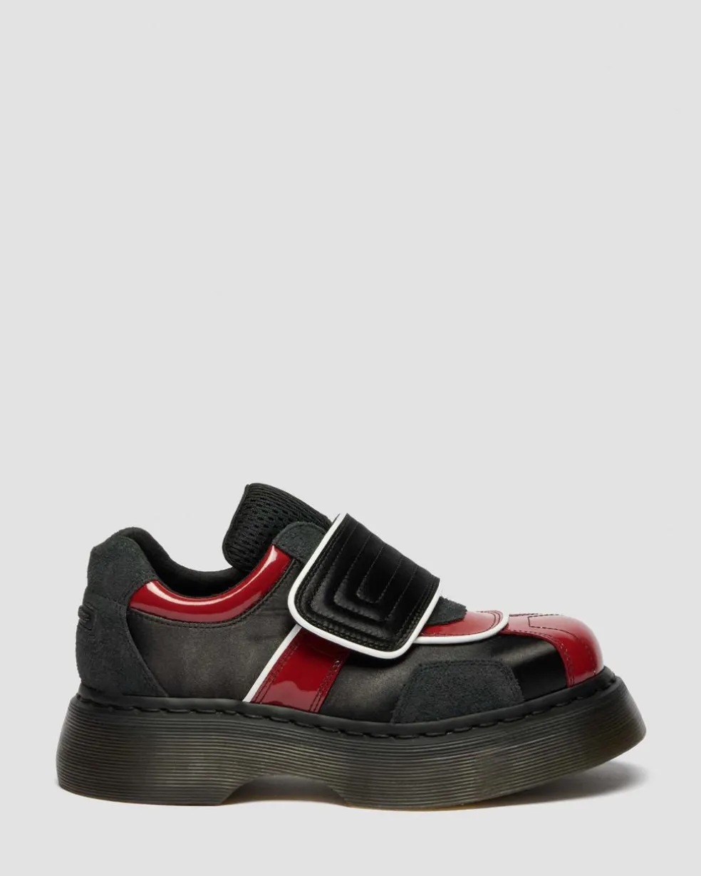 Buzz Strap Mixed Material Shoes in Black