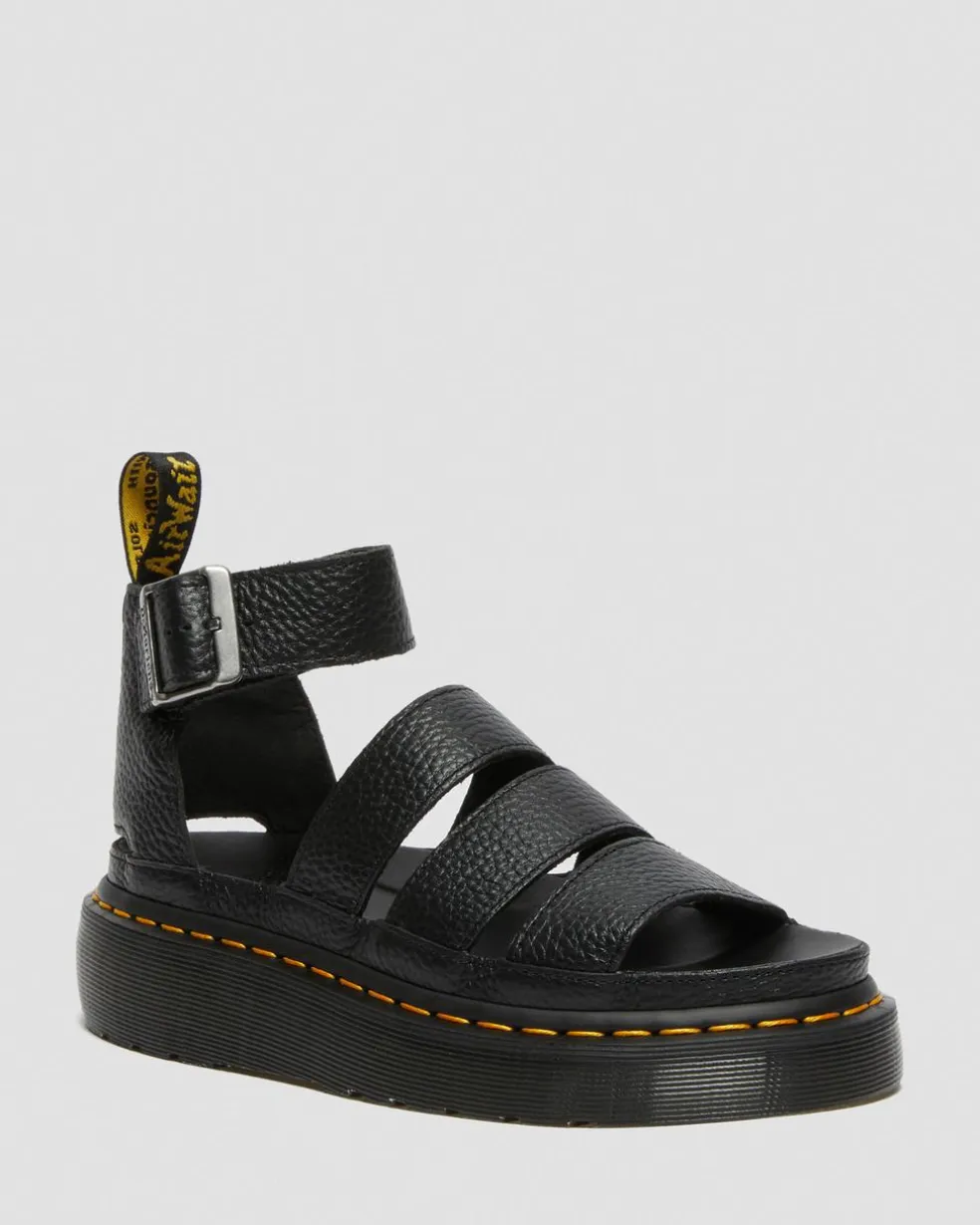 Clarissa II Women's Leather Platform Sandals in Black Milled Nappa