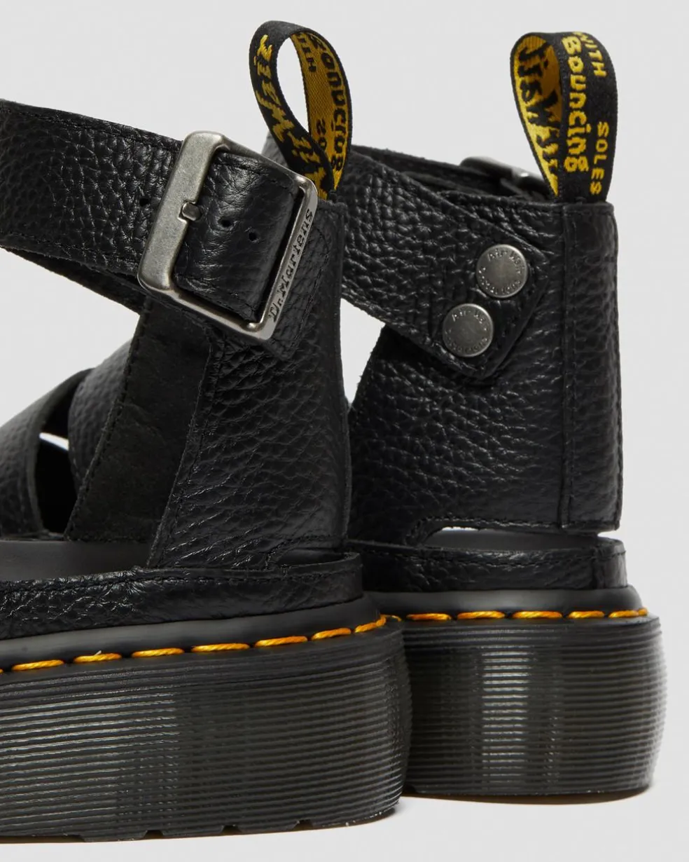Clarissa II Women's Leather Platform Sandals in Black Milled Nappa