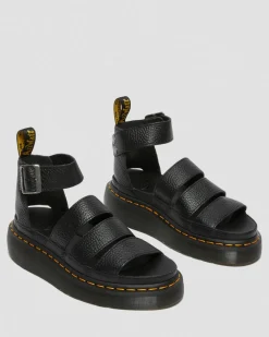 Clarissa II Women's Leather Platform Sandals in Black Milled Nappa