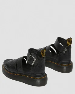 Clarissa II Women's Leather Platform Sandals in Black Milled Nappa