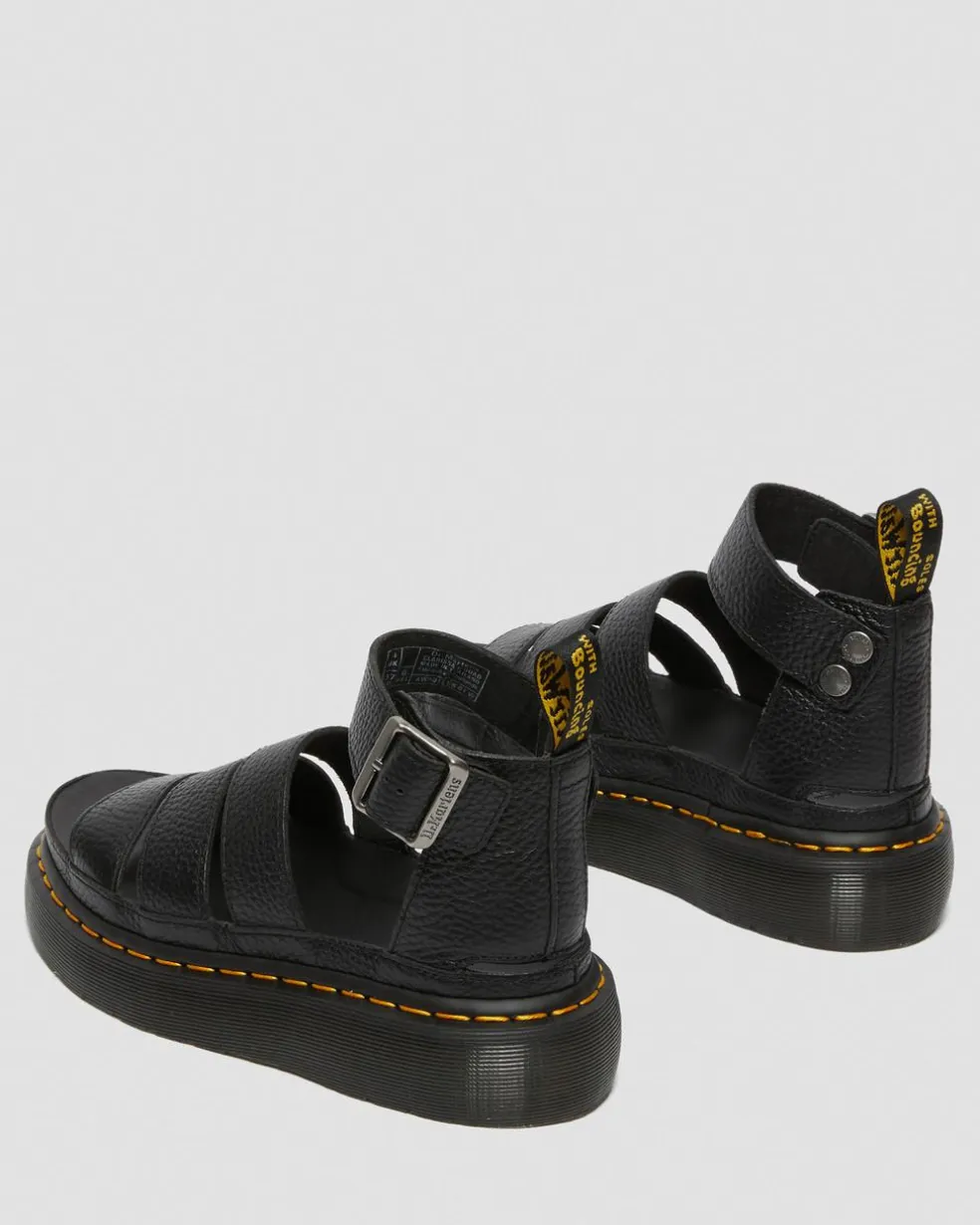 Clarissa II Women's Leather Platform Sandals in Black Milled Nappa