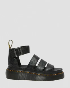 Clarissa II Women's Leather Platform Sandals in Black Milled Nappa