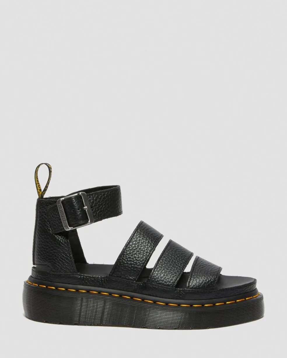 Clarissa II Women's Leather Platform Sandals in Black Milled Nappa