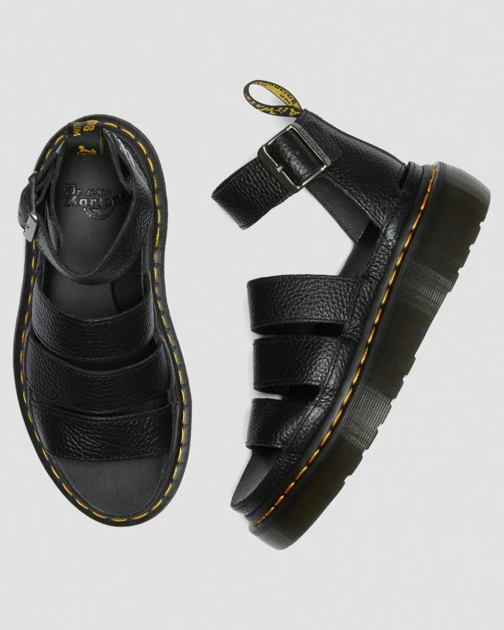 Clarissa II Women's Leather Platform Sandals in Black Milled Nappa