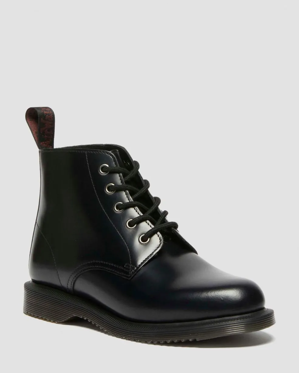 Emmeline Smooth Lace Up Boots in Black