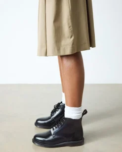 Emmeline Smooth Lace Up Boots in Black