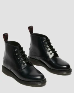 Emmeline Smooth Lace Up Boots in Black
