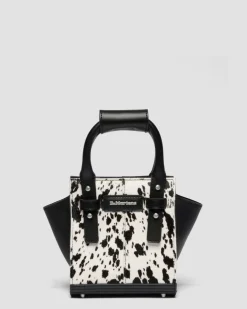 Extra Small Dalmatian Hair On Leather Tote Bag in Cream & Black