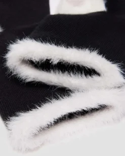 FAUX FUR ORGANIC COTTON BLEND SOCKS in Black